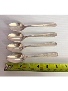 4 Friendship Medality Oneida  Tudor plate Teaspoons 1932 6 1/8"